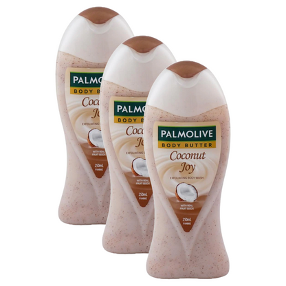 Palmolive Coconut Joy Butter With Real Fruit Seeds Body Wash 250ml Pack of 3