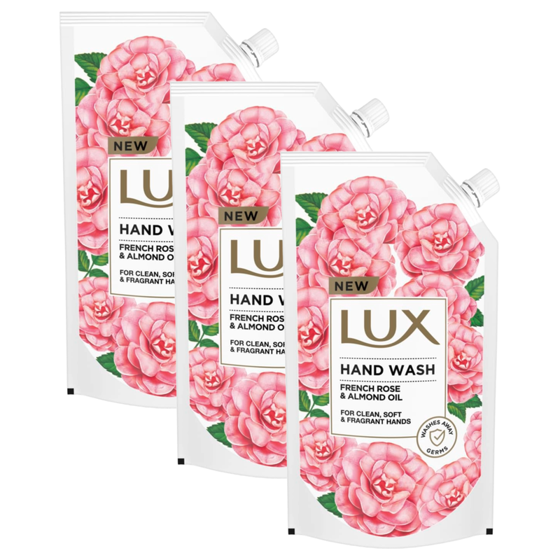 Lux French Rose & Almond Oil For Clean & Soft Hand Wash 675ml Pack of 3