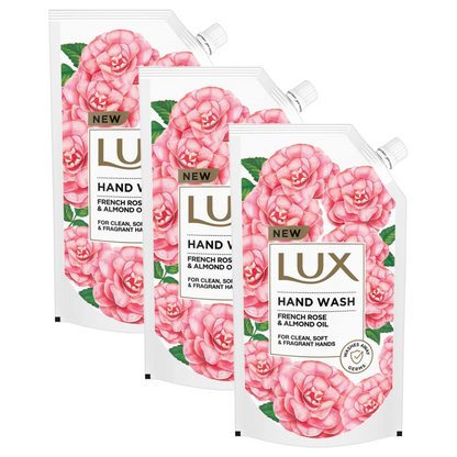 Lux French Rose & Almond Oil For Clean & Soft Hand Wash 675ml Pack of 3