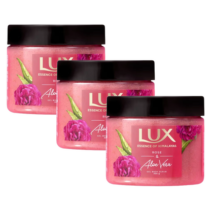 Lux Essence of Hmalayas Rose & Aloe Vera Gel Body Scrub 300g Pack of 3