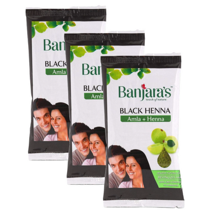 Banjaras Black Henna Amla + Henna Hair Color 20g Pack of 3