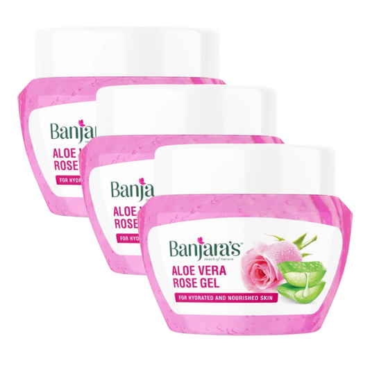 Banjaras Aloe Vera Rose Hydrated & Nourished Gel 100g Pack of 3