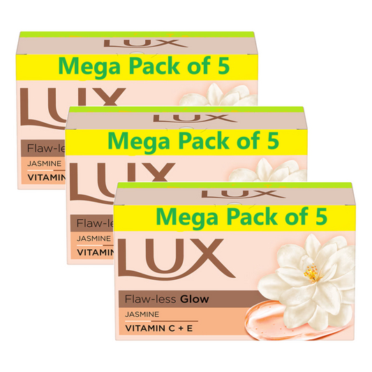 Lux Flaw-Less Glow Jasmine Vitamin C + E Soap (5X150g) Pack of 3