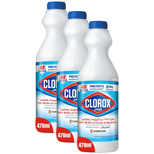 Clorox Kills 99.9% of Viruses Liquid Bleach 470ml Pack of 3