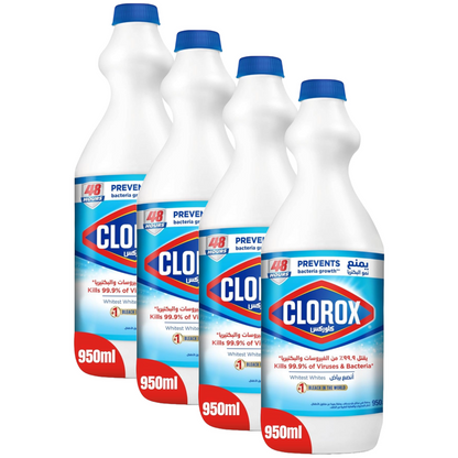 Clorox Kills 99.9% of Viruses Liquid Bleach 950ml Pack of 4