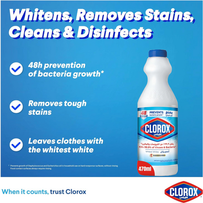 Liquid Bleach Clorox Kills 99.9% of Viruses 470ml