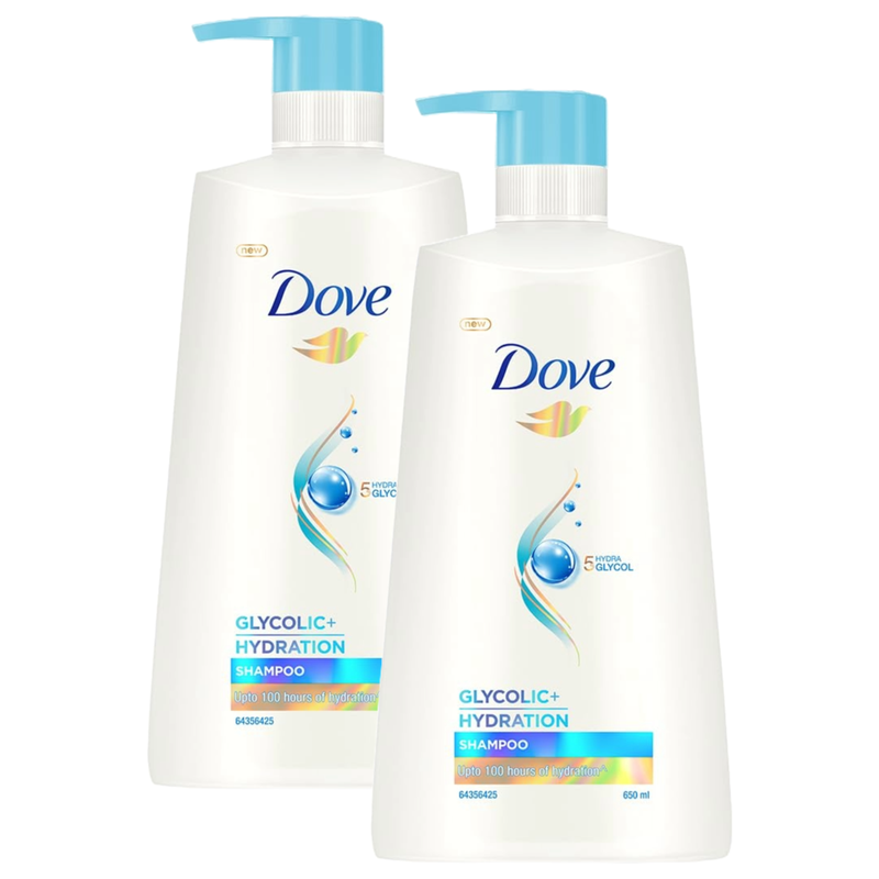 Dove 5% Hydra Glycol Glycolic + Hydration Shampoo 650ml Pack of 2