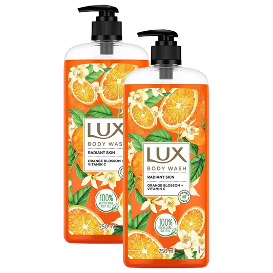 Lux Radiant Skin Orange Blossom + Vitamin C Body Wash 750ml Pack of 2