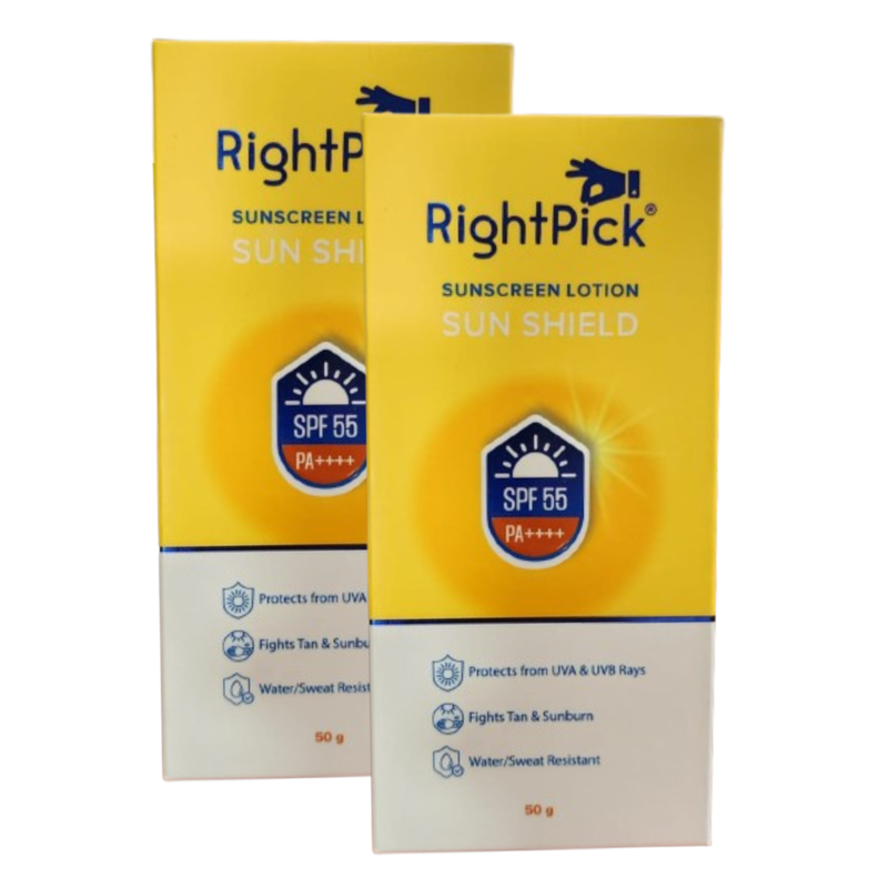 RightPick Sun Shield SPF 55 PA++++ Sunscreen Lotion 50g Pack of 2