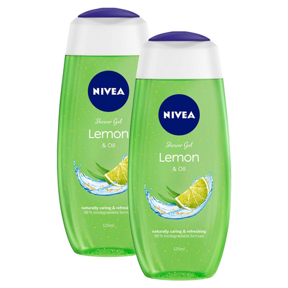 Nivea Lemon & Oil Naturally Caring & Refreshing Shower Gel 125ml Pack of 2