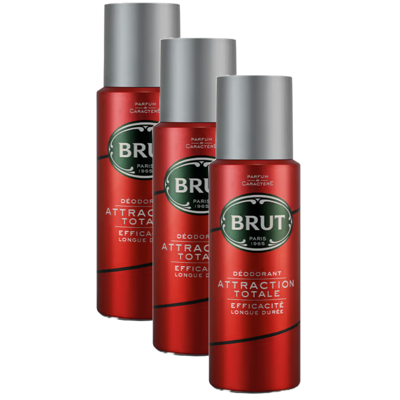 Brut Attraction Totale Efficacite Longue Duree Deodorant 200ml Pack of 3