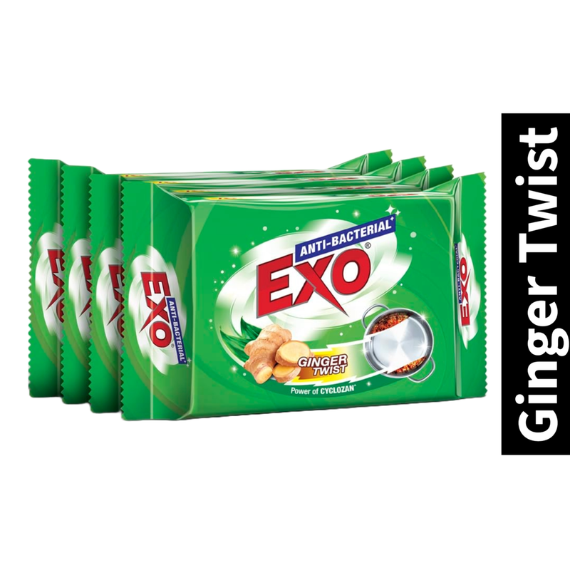 Round Ginger Twist Exo Anti-Bacterial Dishwash Bar 90g Pack of 4