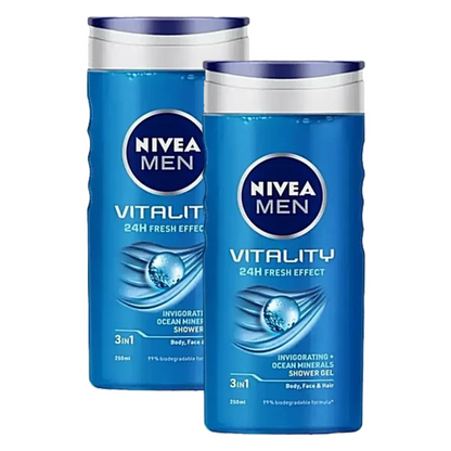 Nivea Men Vitality Invigorating + Ocean Minirals Shower Gel 250ml Pack of 2