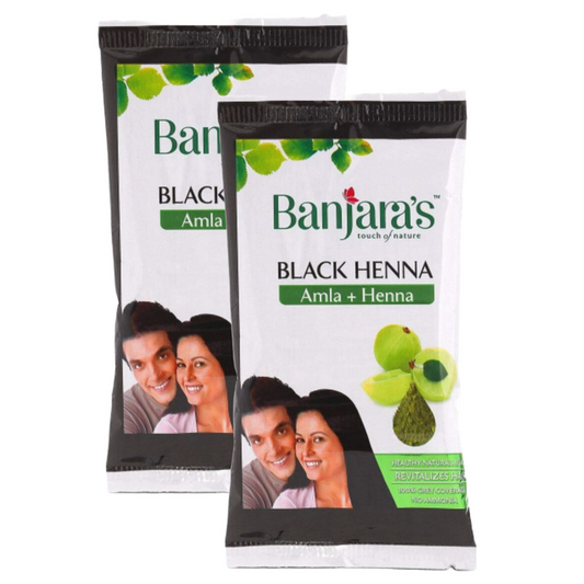 Banjaras Black Henna Amla + Henna Hair Color 20g Pack of 2