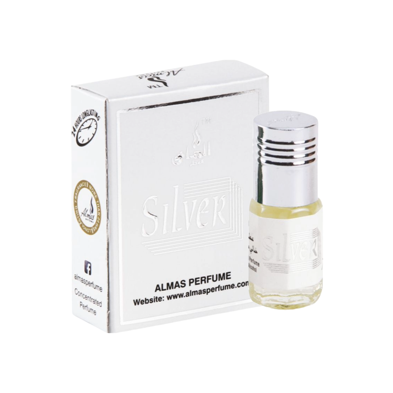 Al Mas Perfume Attar Silver Roll On 3ml Pack of 4