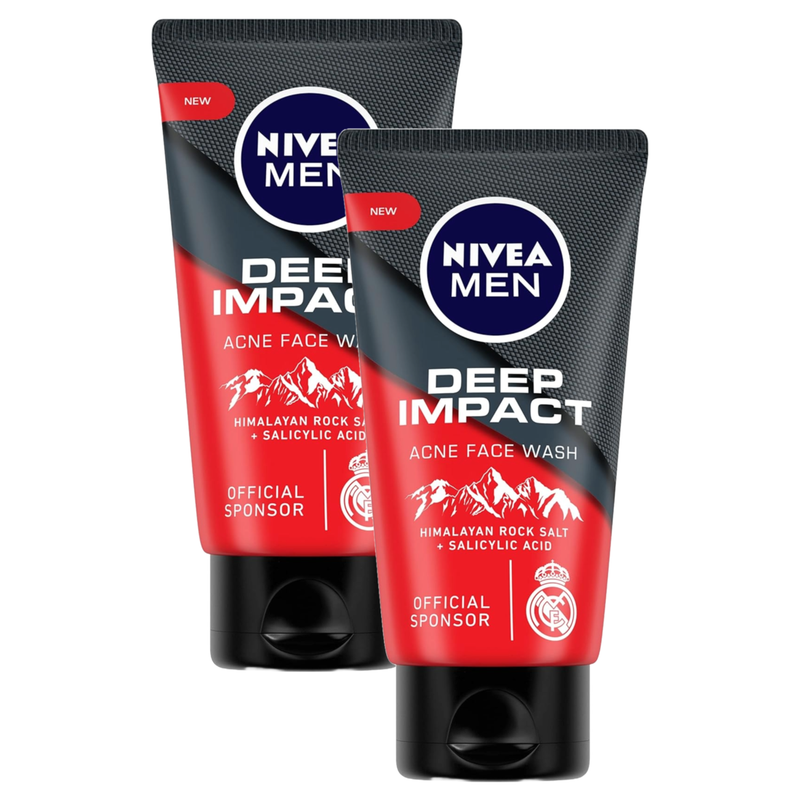 Nivea Men Deep Impact Himalayan Rock Salt Acne Face Wash 100g Pack of 2