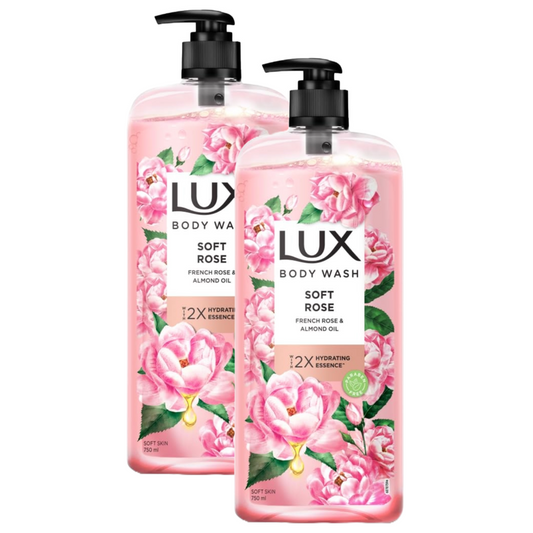 Lux Soft Rose French Rose & Almond Oil Body Wash 750ml Pack of 2