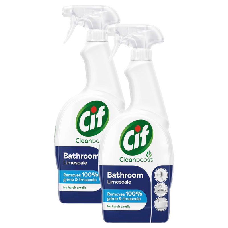 Cif Clean Boost Power + Shine Bathroom Removes 100% Limescale Spray 700ml Pack of 2