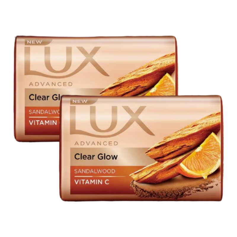 Lux Advanced Clear Glow Sandalwood Vitamin C Bathing Bar 100g Pack of 2