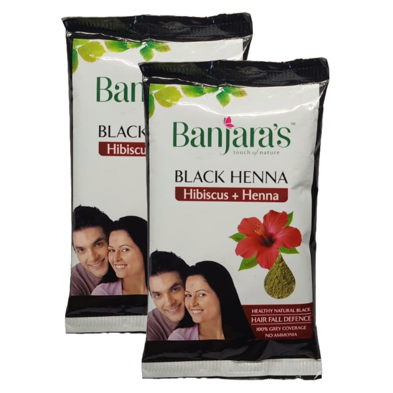 Banjaras Black Henna Hibiscus + Henna Hair Color 20g Pack of 2