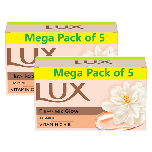 Lux Flaw-Less Glow Jasmine Vitamin C + E Soap (5X150g) Pack of 2