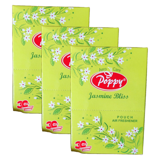 Poppy Natural Fresh Jasmine Bliss Pouch Air Freshener 6x10g Pack of 3