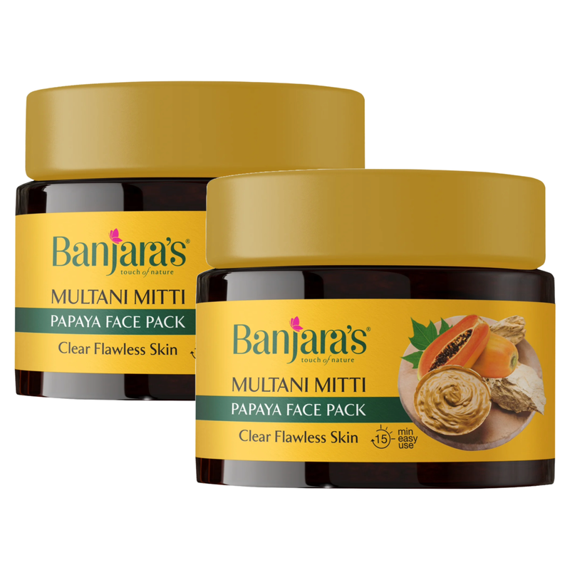 Banjaras Multani Mitti Papaya Glowing Skin Face Pack 100g Pack of 2