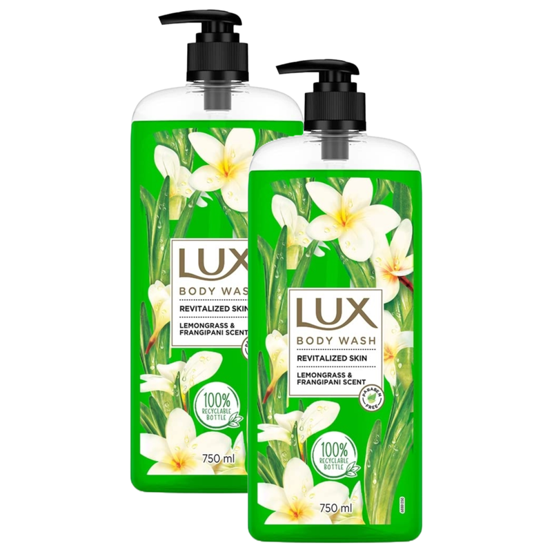 Lux Revitalized Skin Lemongrass & Frangipani Scent Body Wash 750ml Pack of 2