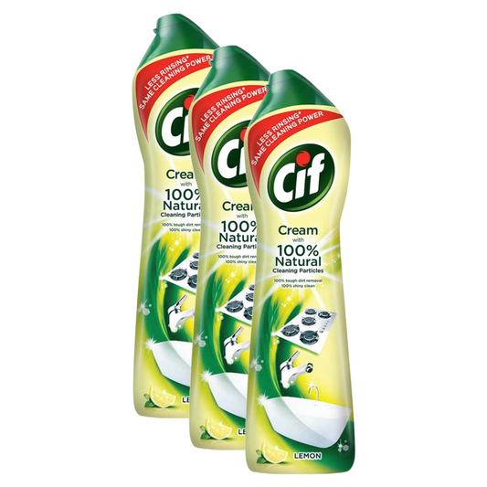 Cif Crème a Recurer With Natural Lemon Tough Dirt Cleaning 500ml Pack of 3