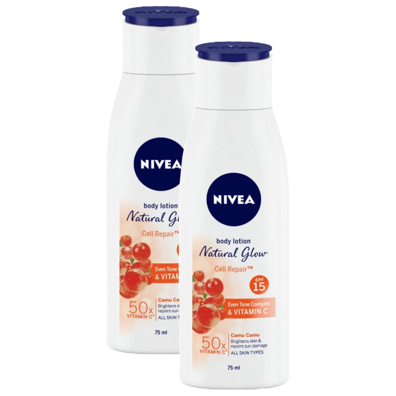 Nivea Natural Glow Cell Repair SPF 15 Even Tone Lotion 75ml Pack of 2