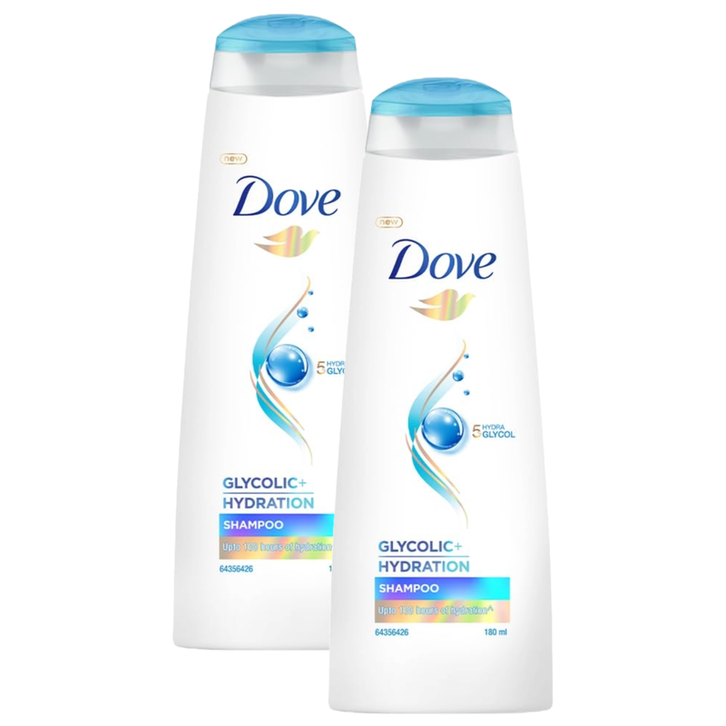 Dove 5% Hydra Glycol Glycolic + Hydration Shampoo 180ml Pack of 2