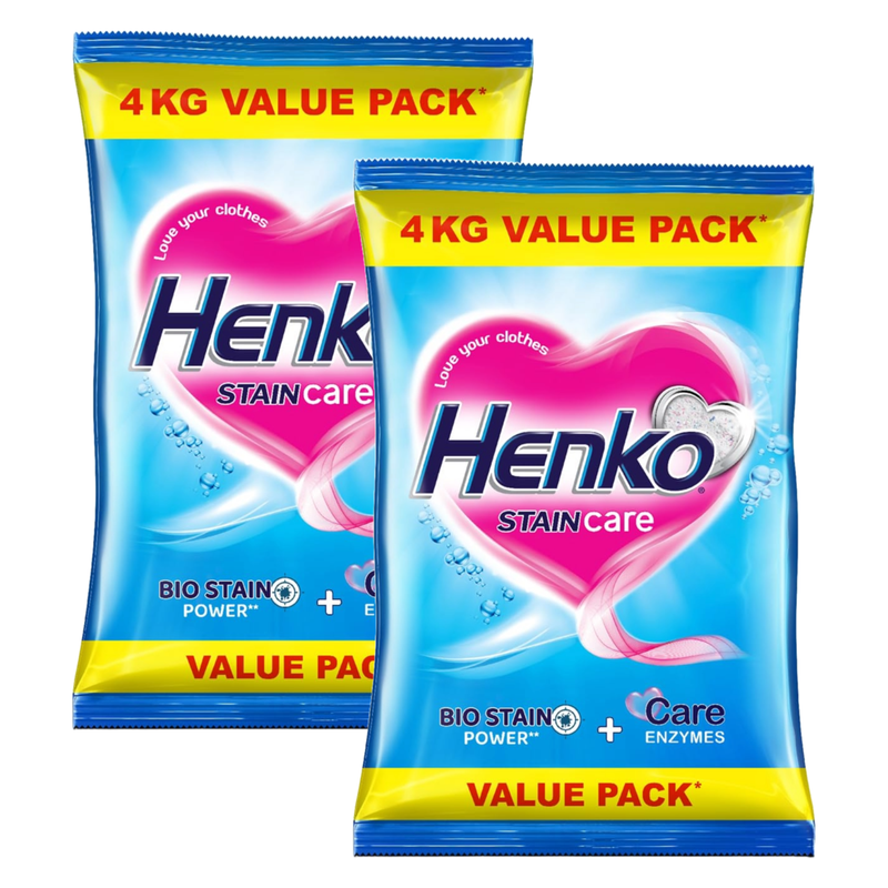 Henko Stain Care Bio Stain Detergent Powder 4Kg Pack of 2