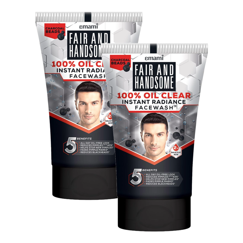 Emami Fair & Handsome 100% Oil Clear Instant Radiance Face Wash 50g Pack of 2