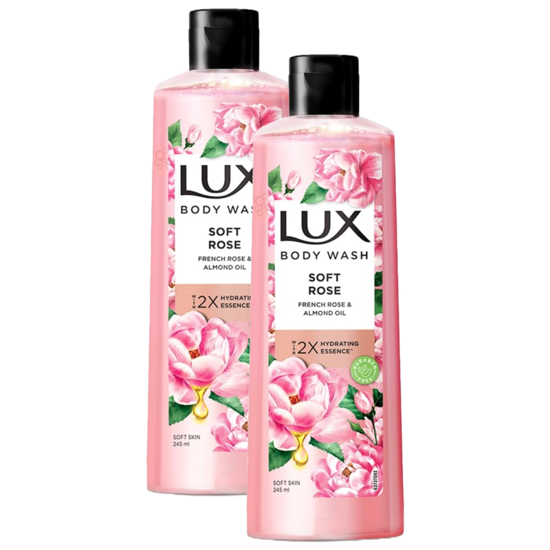 Lux Soft Rose French Rose & Almond Oil Body Wash 245ml Pack of 2