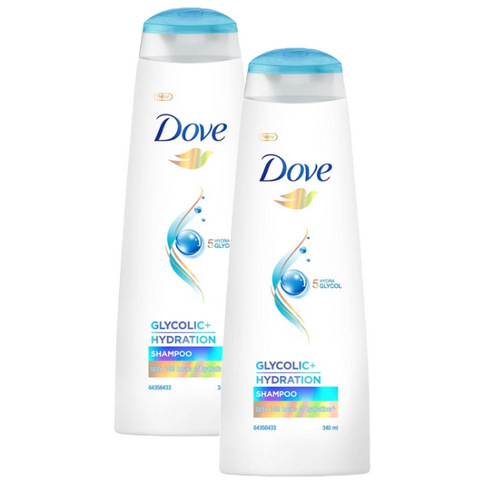 Dove 5% Hydra Glycol Glycolic + Hydration Shampoo 340ml Pack of 2