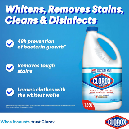 Clorox Kills 99.9% of Viruses Liquid Bleach 1.89L