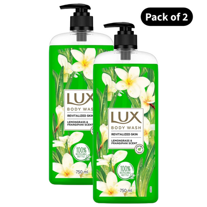 Lux Lemongrass & Frangipani Scent Body Wash (750ml)(Pack of 2)