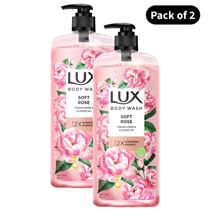 Lux French Rose & Almond Oil Body Wash (750ml)(Pack of 2)