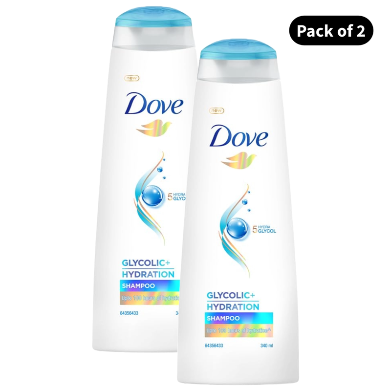 Dove Glycolic + Hydration Shampoo (340ml)(Pack of 2)