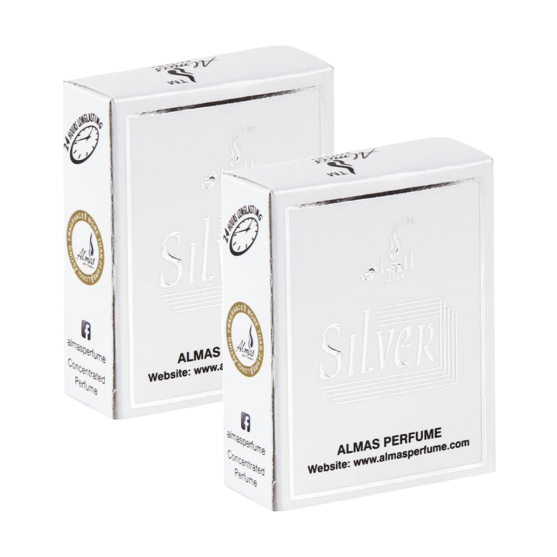 Al Mas Perfume Attar Silver Roll On 3ml Pack of 2