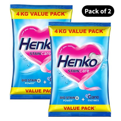 Henko Bio Stain Detergent Powder (4Kg)(Pack of 2)