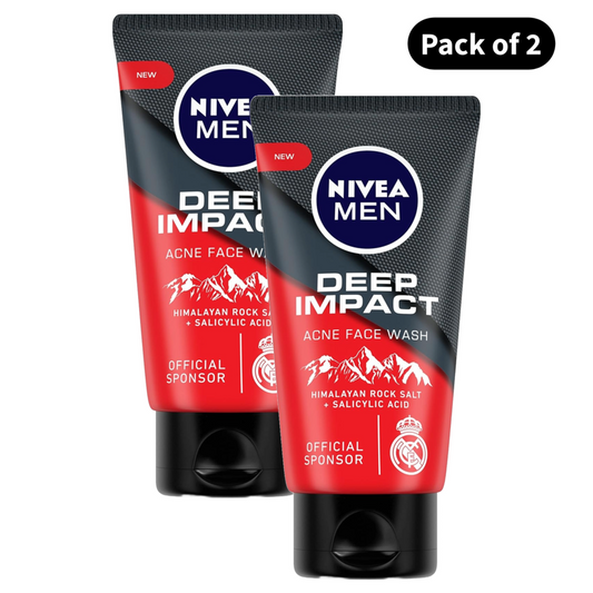 Nivea Men Deep Impact Acne Face Wash (100gm)(Pack of 2)