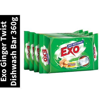 Exo Round Ginger Twist Dishwash Bar Anti-Bacterial 90gm Pack of 4