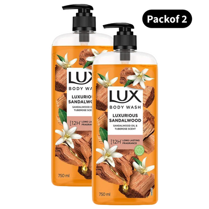 Lux Sandalwood Oil & Tuberose Scent Body Wash (750ml)(Pack of 2)