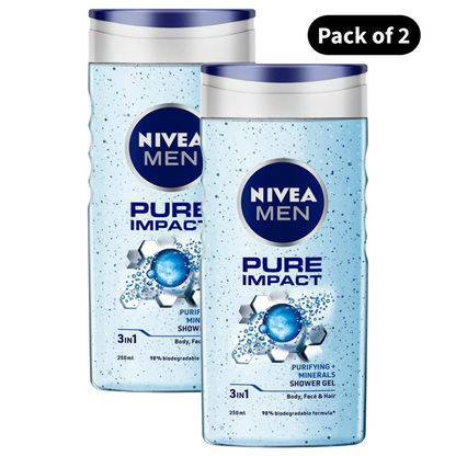 Nivea Men Pure Impact Shower Gel (250ml)(Pack of 2)