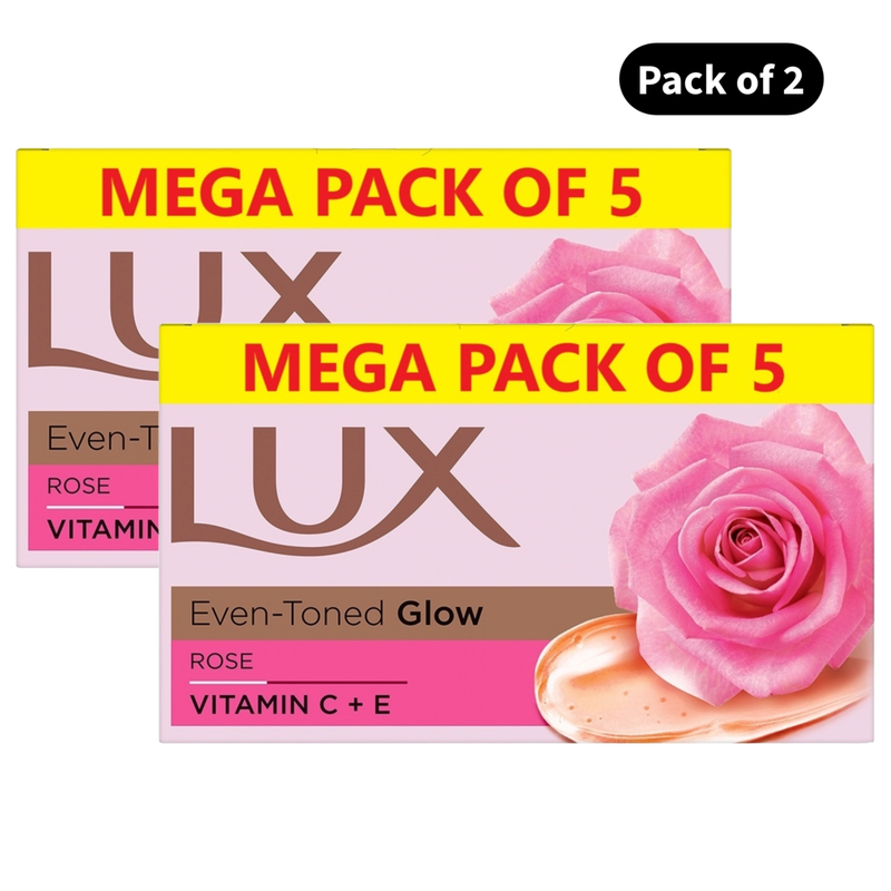 Lux Even-Toned Glow Rose Soap (5X150gm)(Pack of 2)