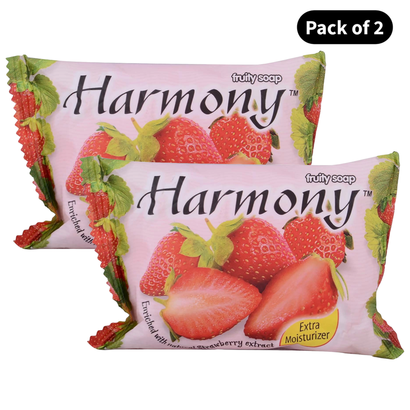 Harmony Strawberry Extract Fruit Soap (75gm)(Pack of 2)