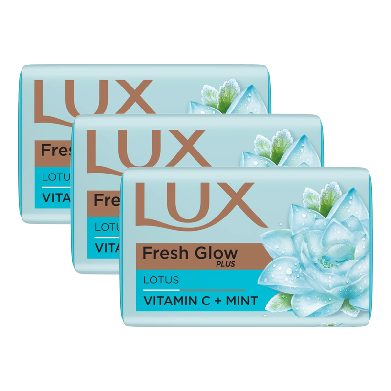 Lux Fresh Glow Plus Lotus Vitamin C + Mint Soap 41g Pack of 3