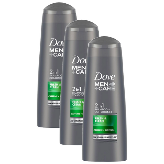 Dove Men+Care Fresh & Clean 2 in 1 Shampoo + Conditioner 340ml Pack of 3