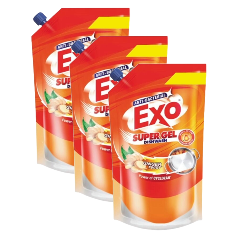 Exo Anti-Bacterial Goodness of Ginger Super Gel Dishwash 100g Pack of 3